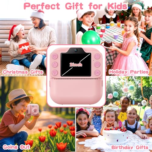 Instant Print Kids Camera 64GB SD Card Pink K363