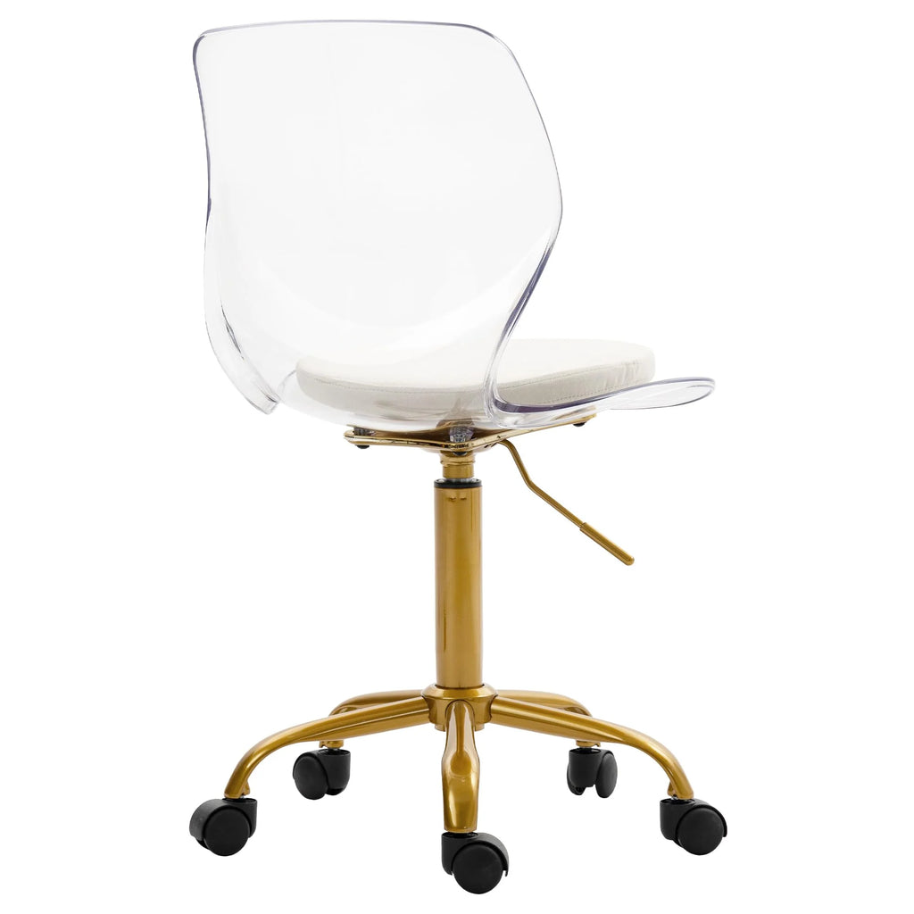Acrylic Desk Chair with Removable Cushion, Clear Adjustable Rolling Swivel Chair C8194