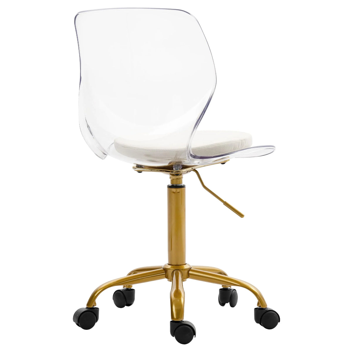 Acrylic Desk Chair with Removable Cushion, Clear Adjustable Rolling Swivel Chair C8194