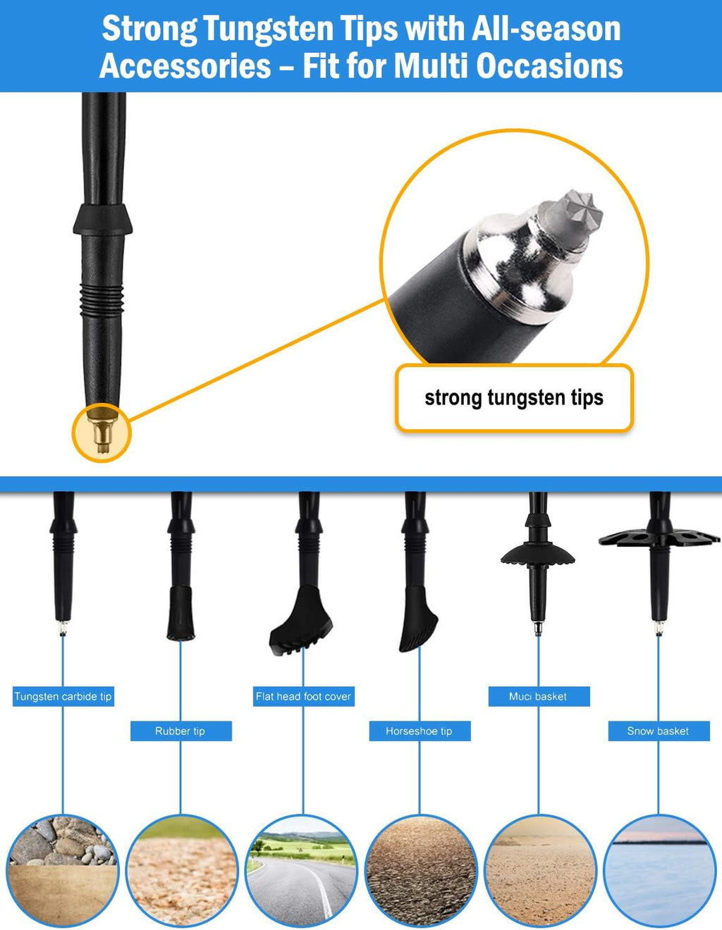 Trekking Poles with Cork Grip Carbon Fiber F829589