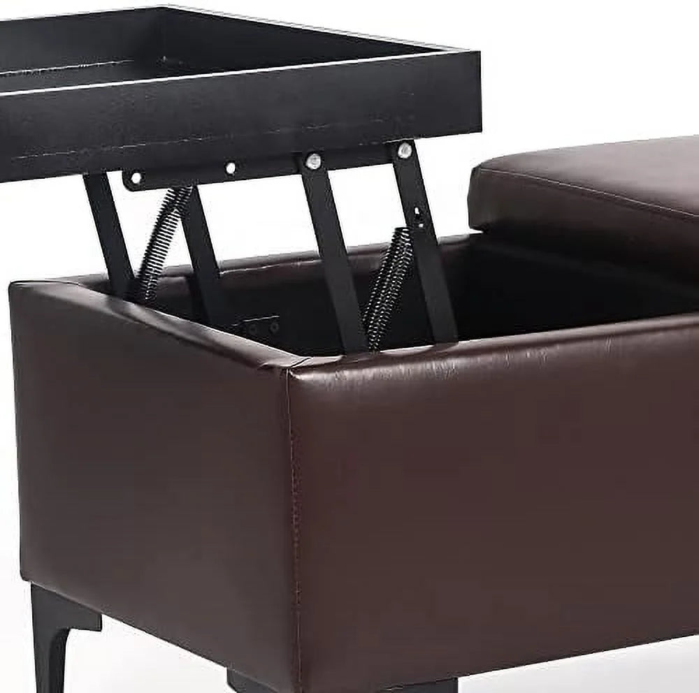 Blue Ottoman Bench with Lift Tabletop U924291
