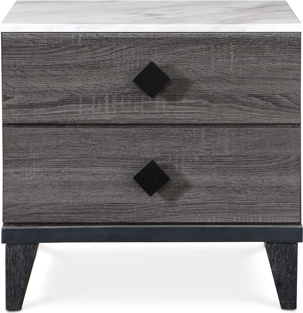 2 Drawer Gray Marble Top Side Table N906533