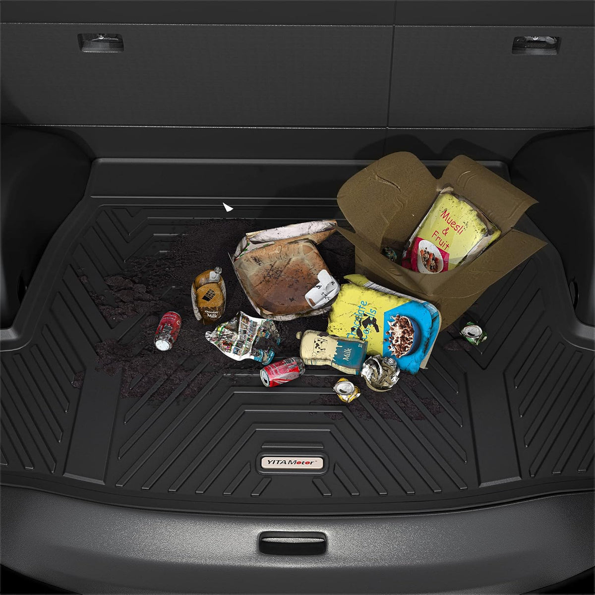 Black TPE Floor Mats Cargo Trunk Liners Set for Honda CR-V J302