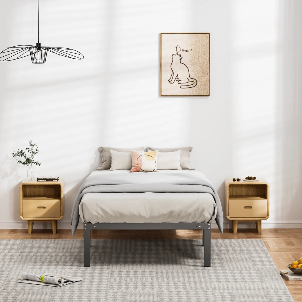 Twin Size Metal Bed Frame with Headboard and Footboard I974259