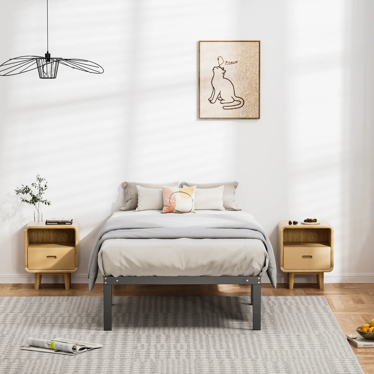 Twin Size Metal Bed Frame with Headboard and Footboard I974259