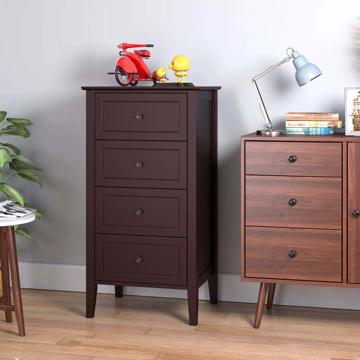 White 4 Drawer Wood Dresser W840229