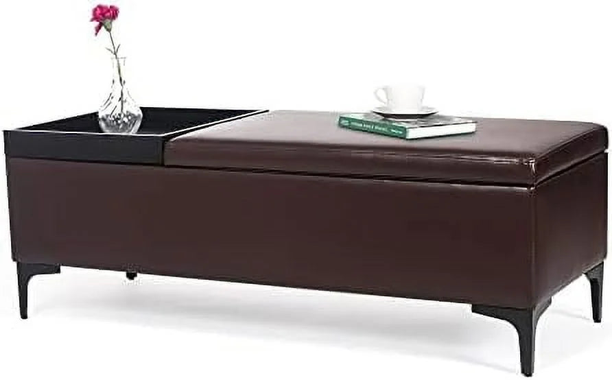 Blue Ottoman Bench with Lift Tabletop U924291