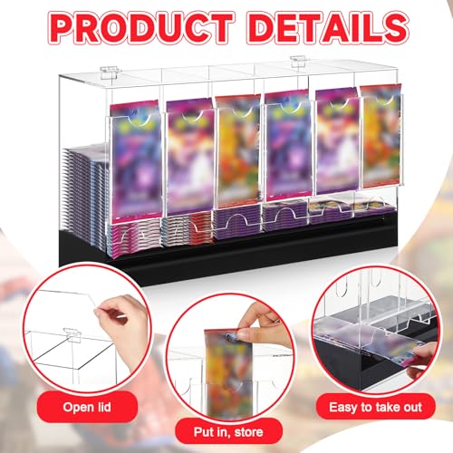 6 Slots Acrylic Booster Pack Dispenser with Black Base I580