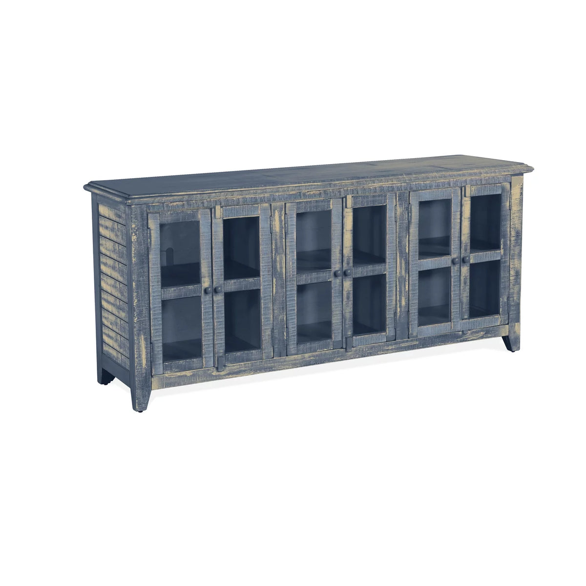 70" Ocean Blue Mahogany Wood TV Console N8110