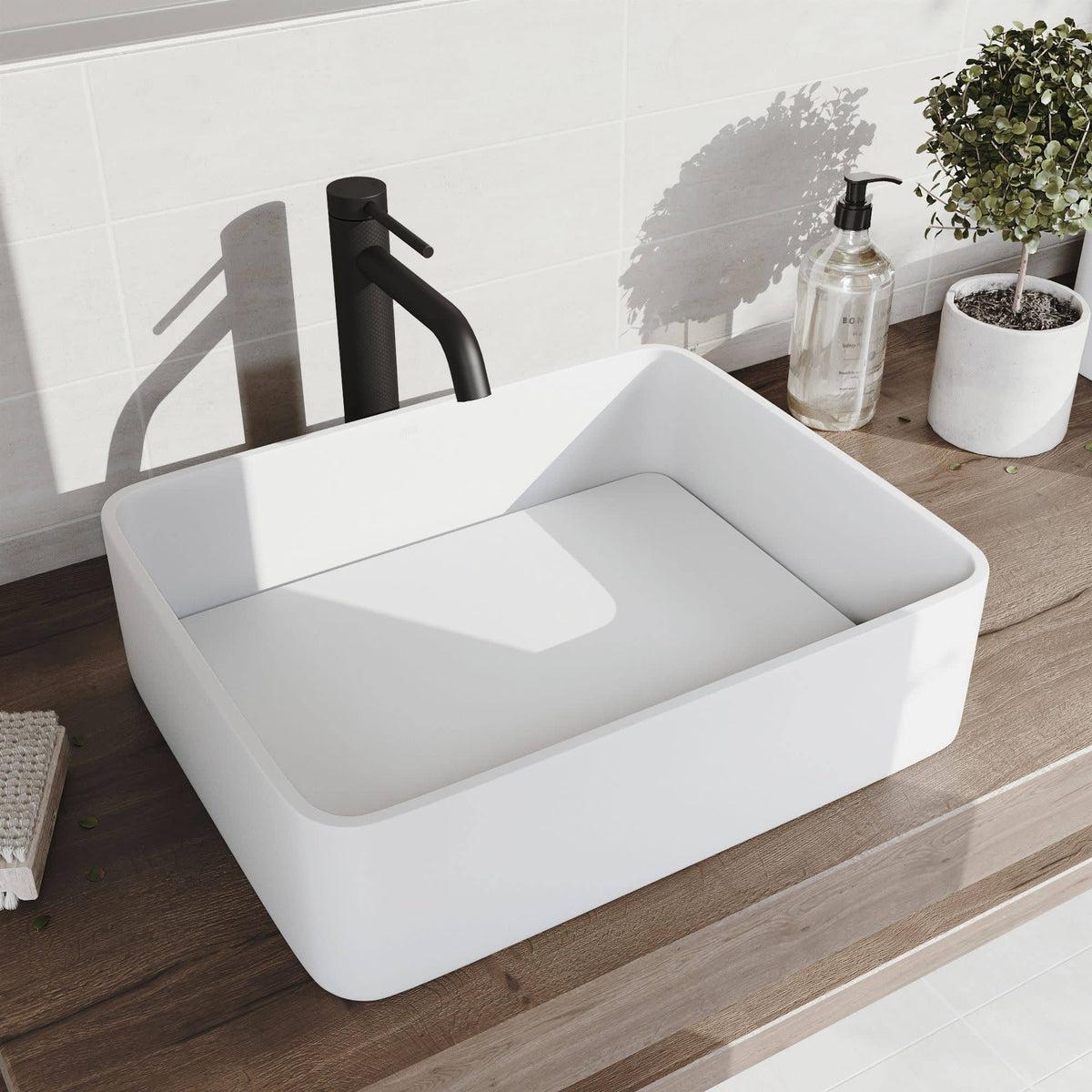 Matte Black Rectangular Vessel Bathroom Sink Y47990