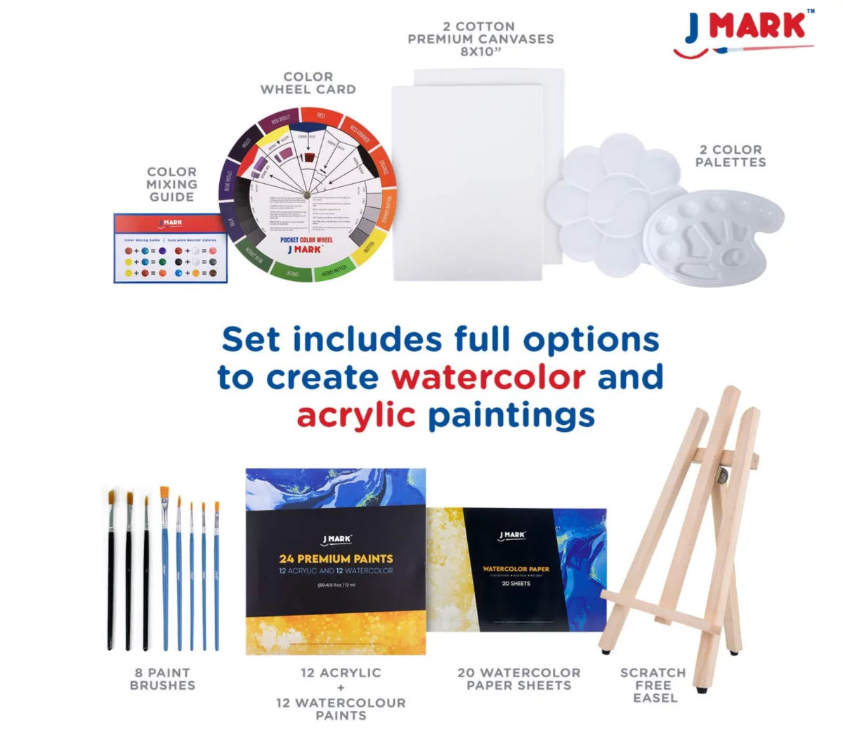 40-Piece Acrylic and Watercolor Paint Set with Wood Easel Z165994