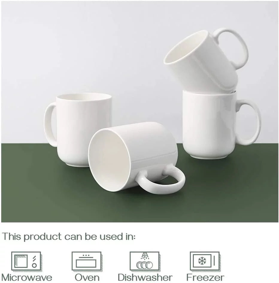 Ceramic Coffee Mugs Set of 6, 20 Ounce White Z6763