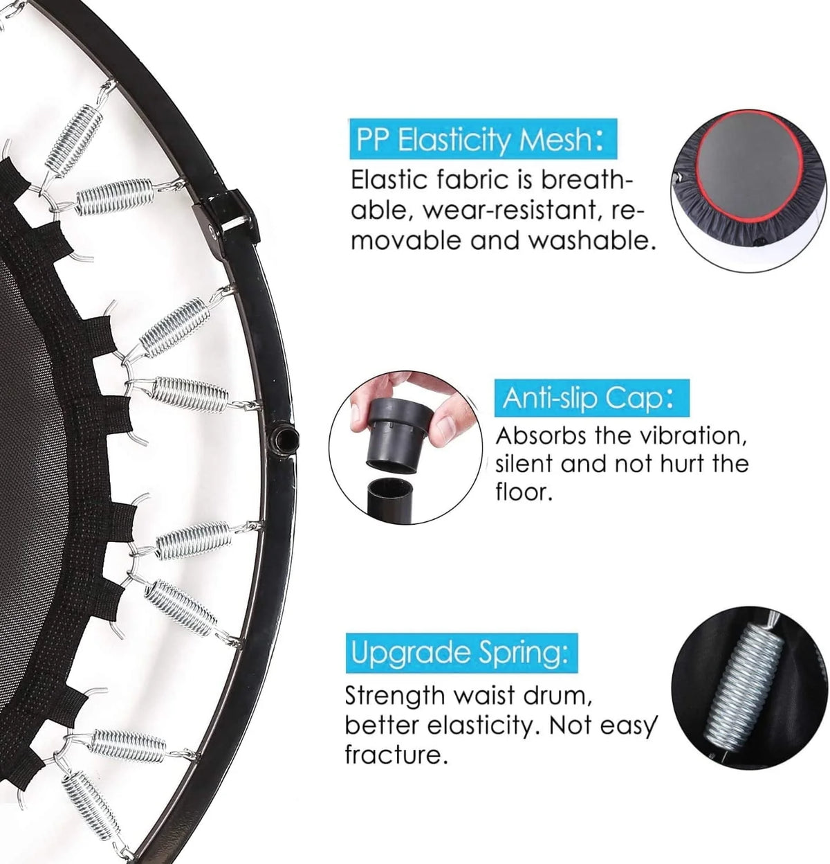 40 Foldable Mini Trampoline with Handrail R533786
