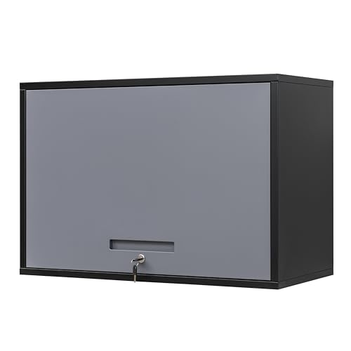 Black Metal Wall Mounted Storage Cabinet with Doors and Shelves Q487