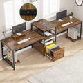 Brown Computer Desk with File Drawer and USB Port E648771