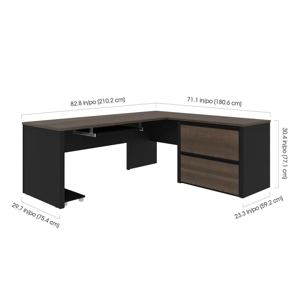 4 Piece L Shaped Computer Desk in Antigua and Black J838555