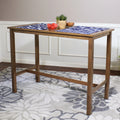 Counter-Height Wooden Dining Table Weathered Oak Finish B19414