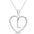 Sterling Silver Letter L Initial Necklace, 1/5ct Diamond, 16 Inches M3468