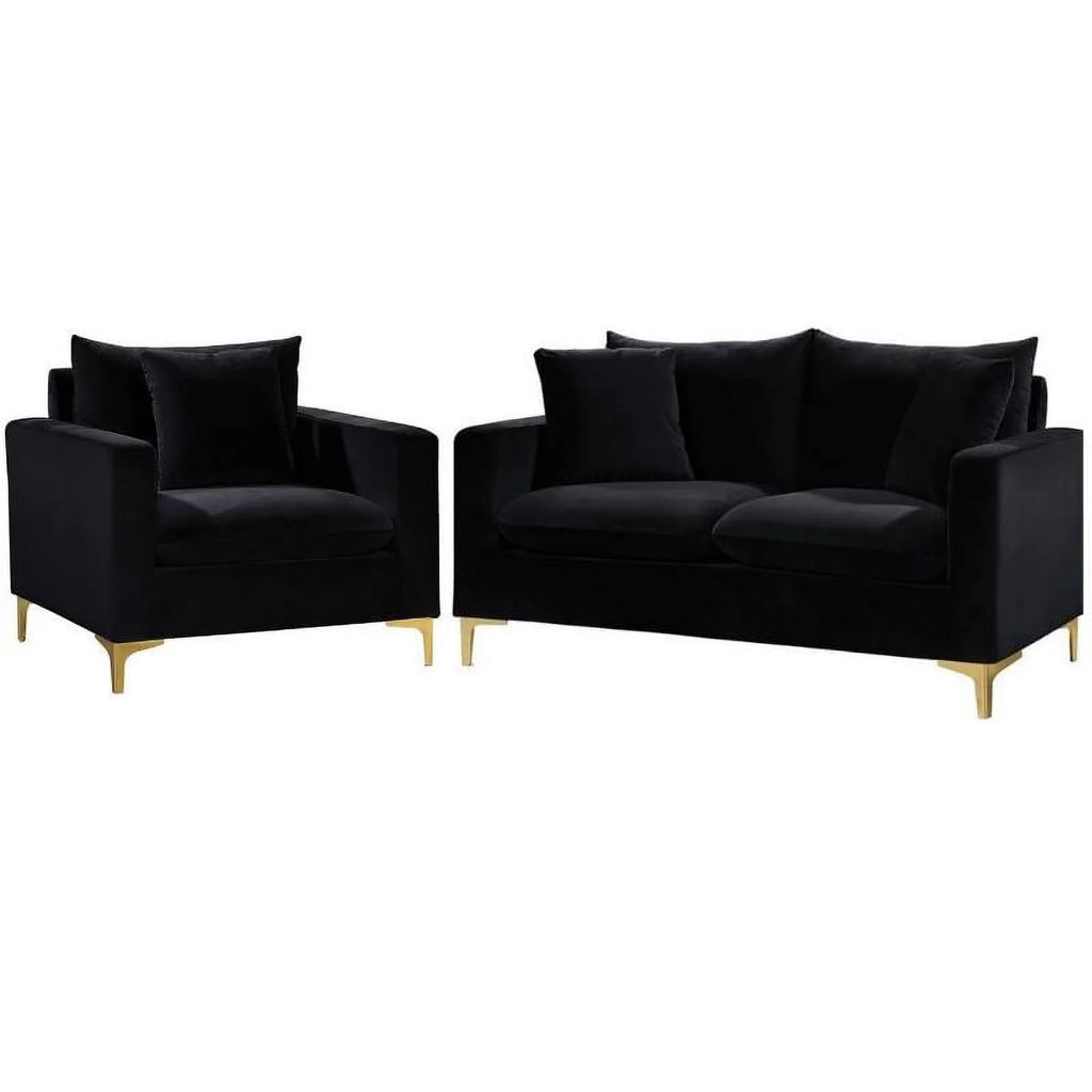 Velvet Accent Chair and Loveseat O655