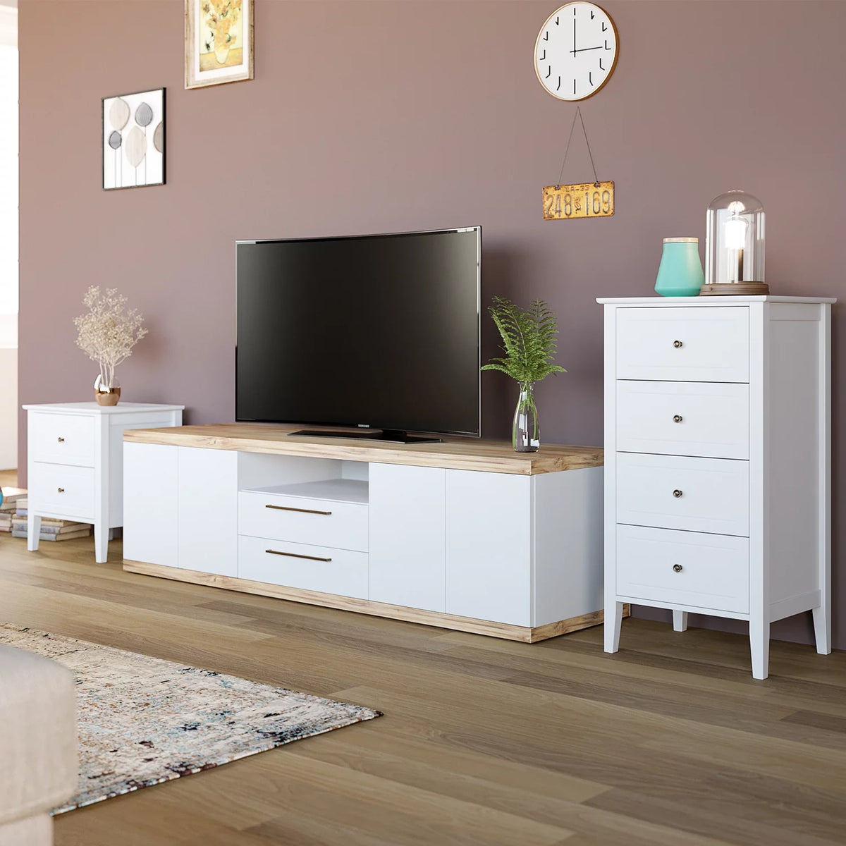 White 4 Drawer Wood Dresser W840229