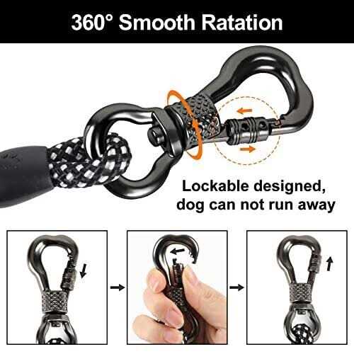 Rope Dog Leash with Swivel Lockable Hook and Padded Handle P339