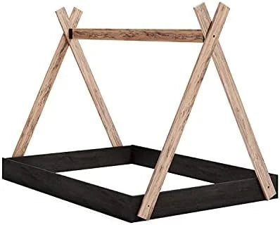 Full Natural Wood & White Tent Bed Frame F77957