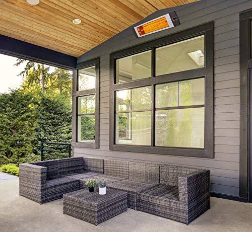 Silver 34.6-In. Wide Electric Carbon Infrared Heat Lamp with Remote Control L123823