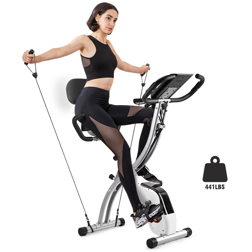 White Magnetic Folding Exercise Bike L716