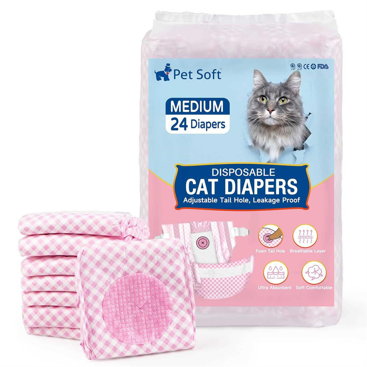Soft Disposable Cat Diapers with Adjustable Foam Tail Hole L88092