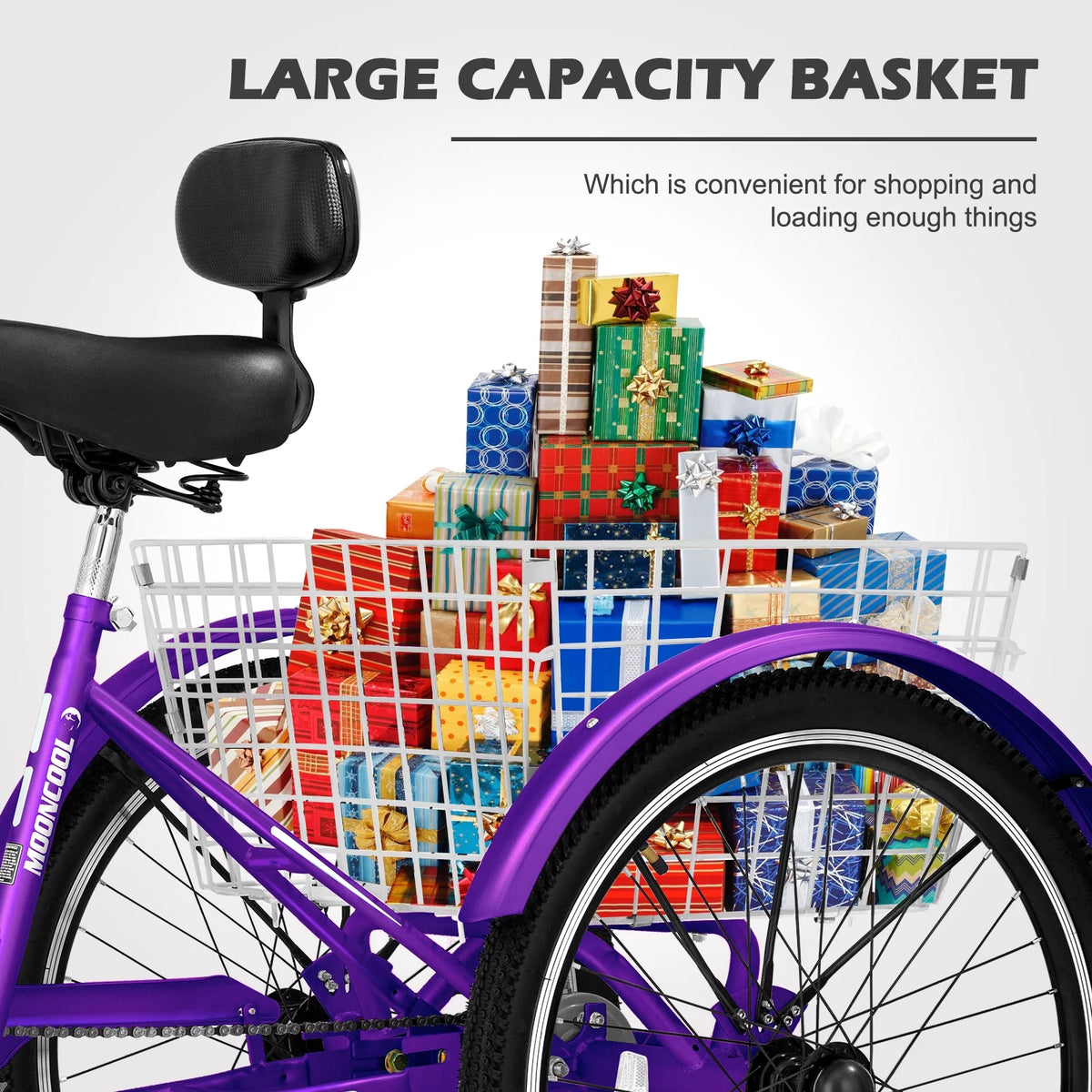 20'' 24 3 Wheel 7 Speed Adult Tricycles with Big Basket F283