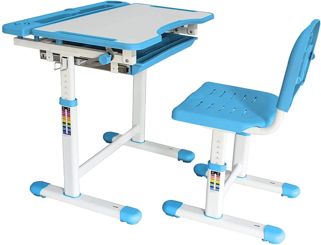 Height Adjustable Blue Kids Desk and Chair Set Z955