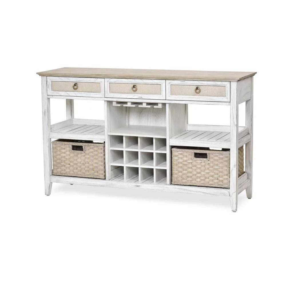 White Light Brown Wood Sideboard with Baskets K7815
