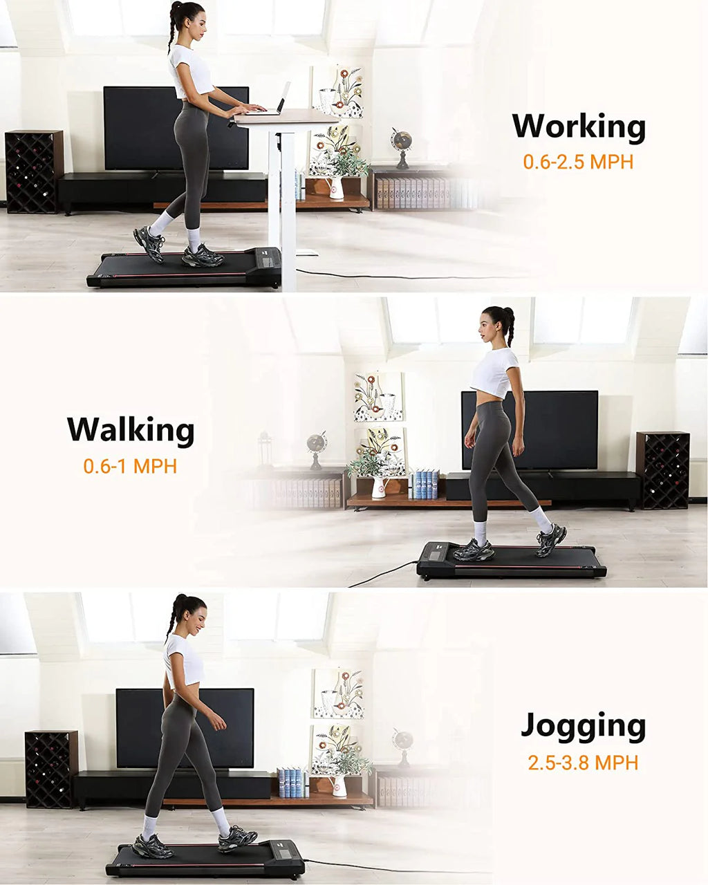 Black Portable Treadmill with Bluetooth Speaker F257292