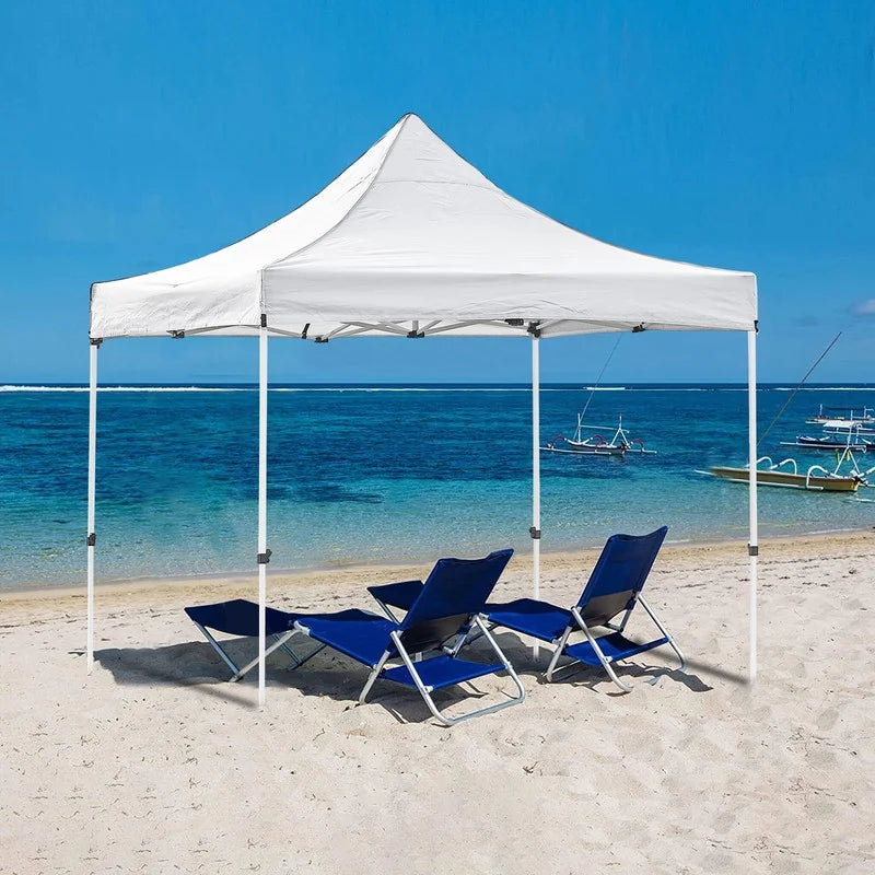 White 10x10ft Pop Up Gazebo with 4 Sidewalls 1 Door & 3 Windows I213546