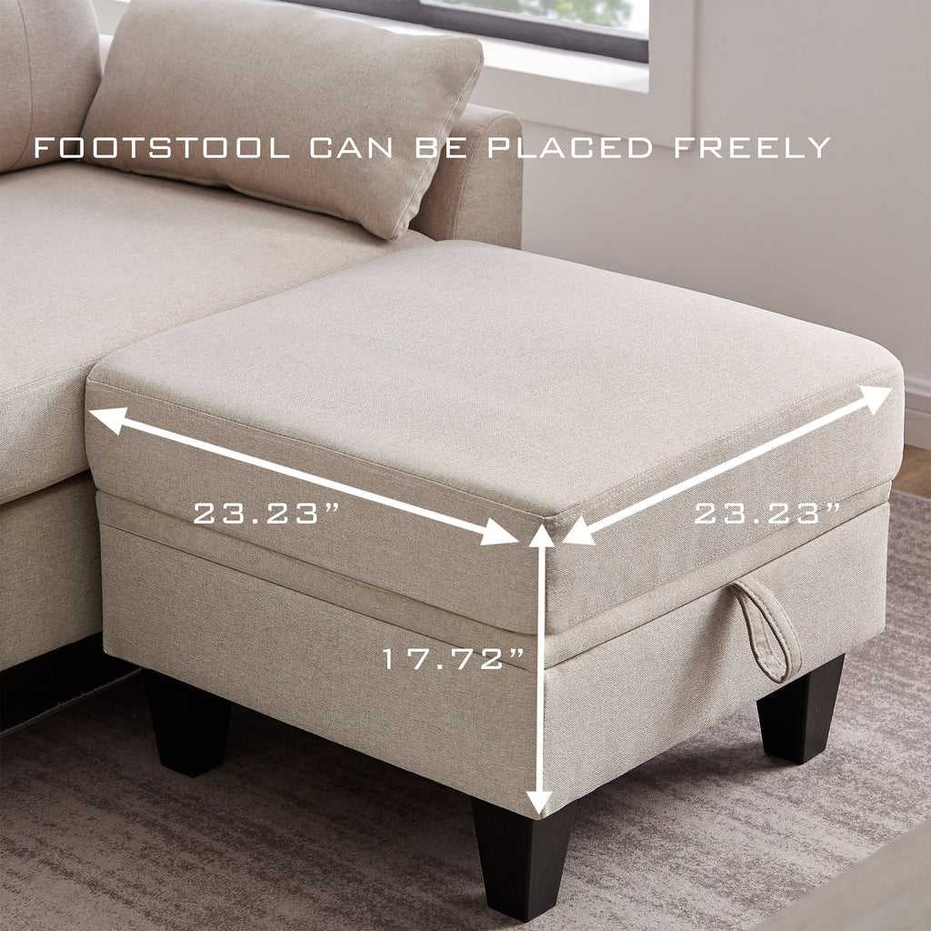 Modern Sectional Sofa with Reversible Chaise L Shaped 4-Seat Convertible Sofa B44247