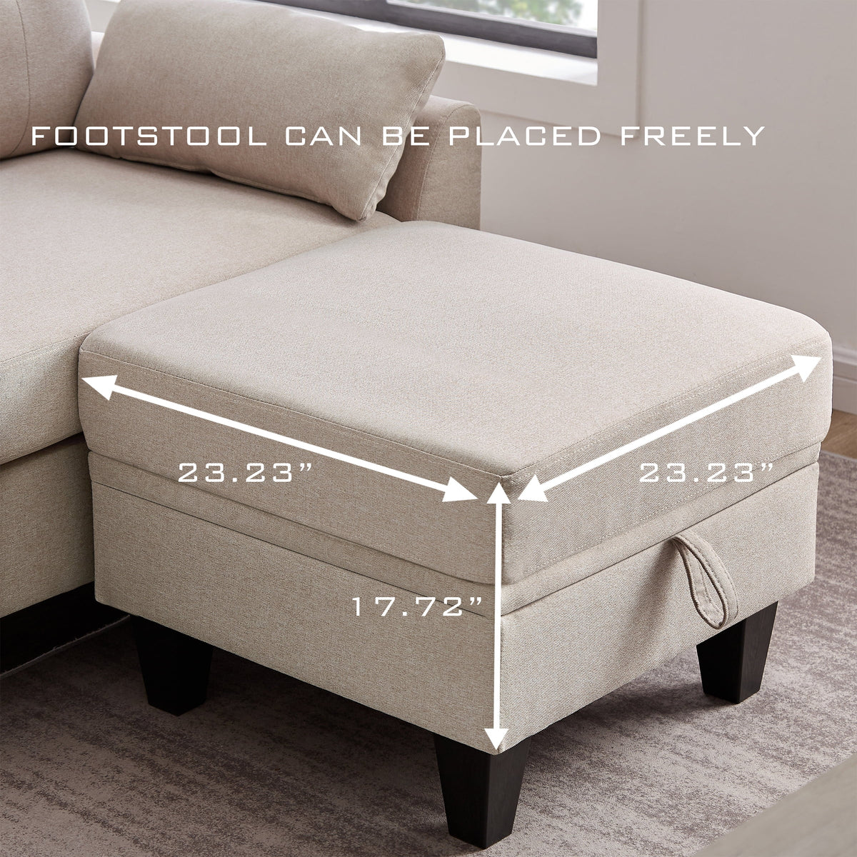 Modern Sectional Sofa with Reversible Chaise L Shaped 4-Seat Convertible Sofa B44247