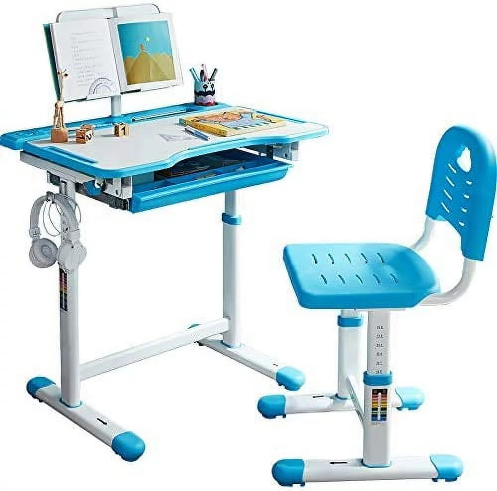 Height Adjustable Blue Kids Desk and Chair Set Z955
