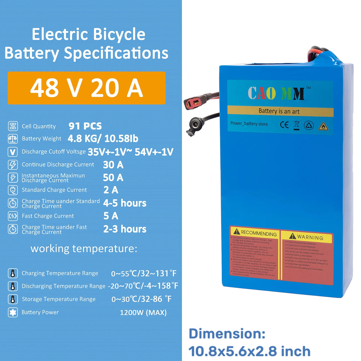 48V 20Ah Lithium Ebike Battery with Charger H78458