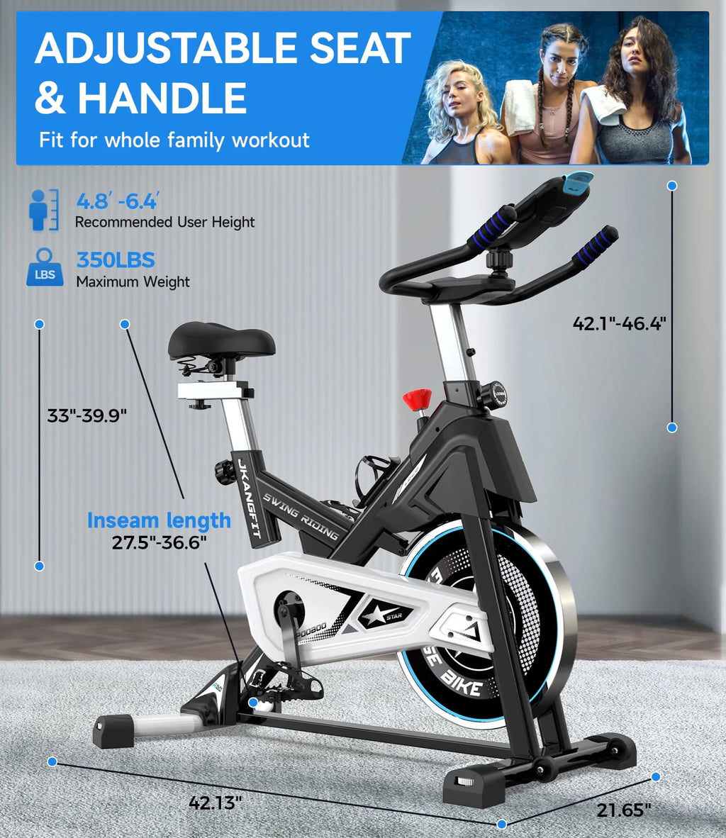 Magnetic Exercise Bike 45lbs Heavy-Duty Quiet Belt Drive Y78158