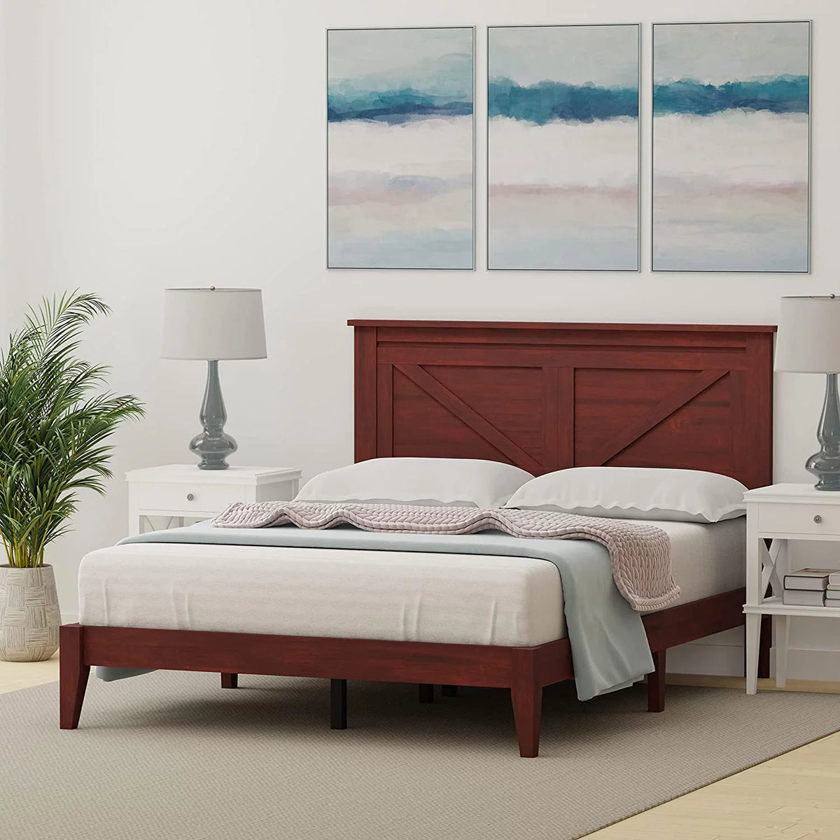 Solid Wood Platform Bed Full Q2076