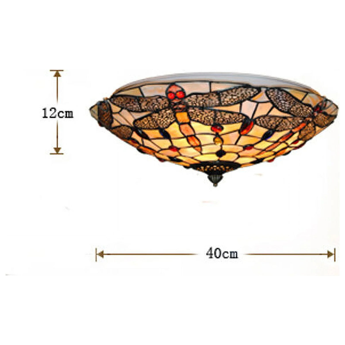 Stained Glass Dragonfly Flush Mount Ceiling Light Fixture U20958