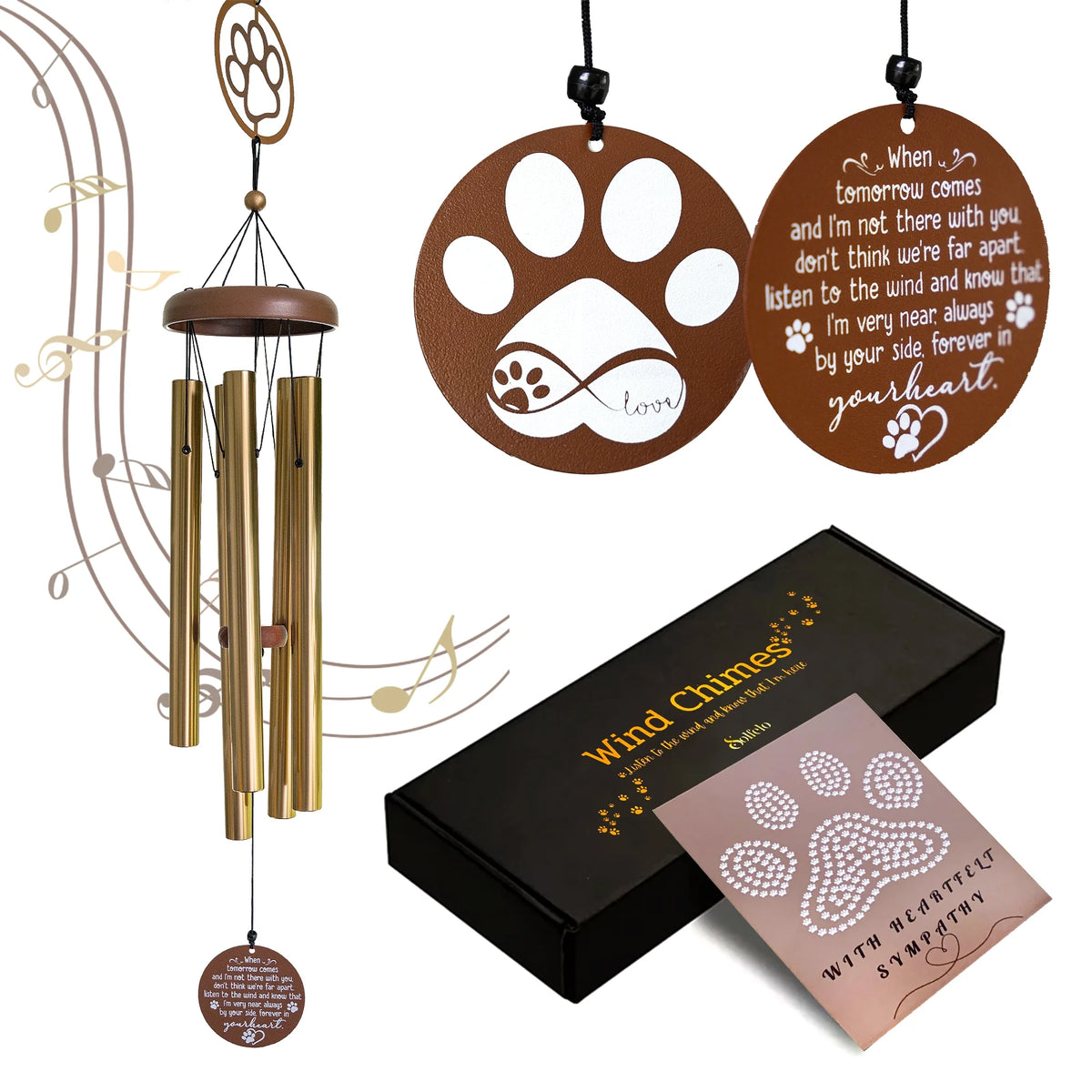 Memorial Wind Chimes with Sympathy Card, 30 inch W444