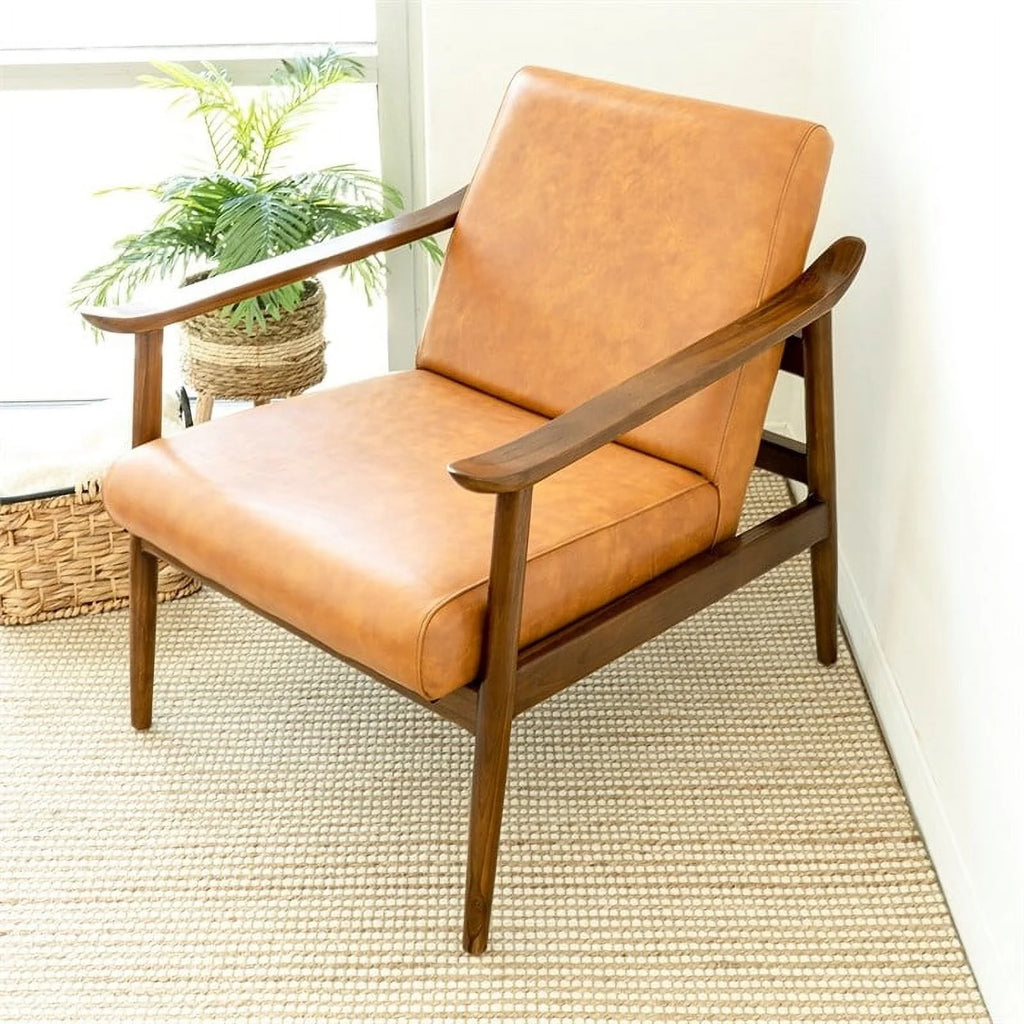 Mid-Century Modern Tight Back Leather Lounge Chair X709337