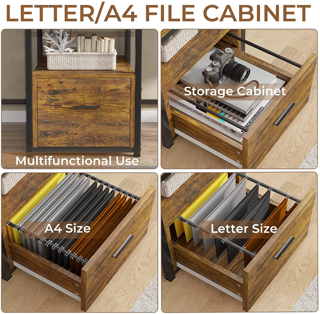 Brown Computer Desk with File Drawer and USB Port E648771