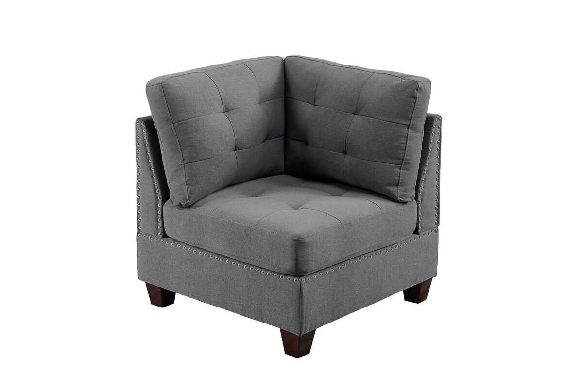 Gray Fabric Sectional Sofa Set 9pcs U57926