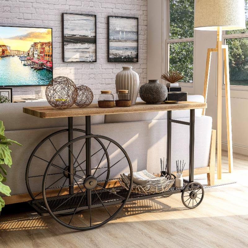 Industrial Style Caster Wheel Sofa Table A155