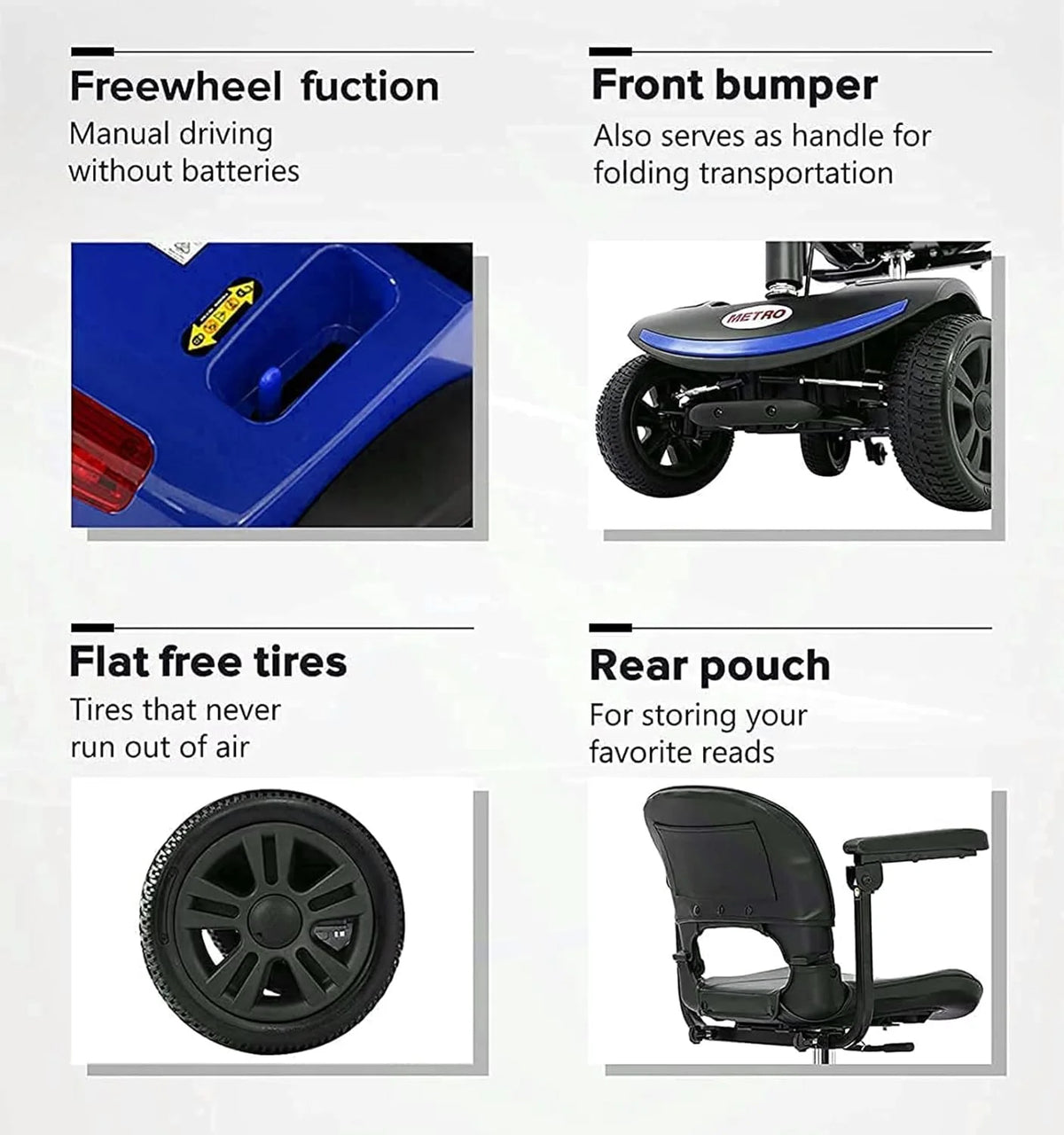 Blue 4 Wheel Folding Mobility Scooter C539