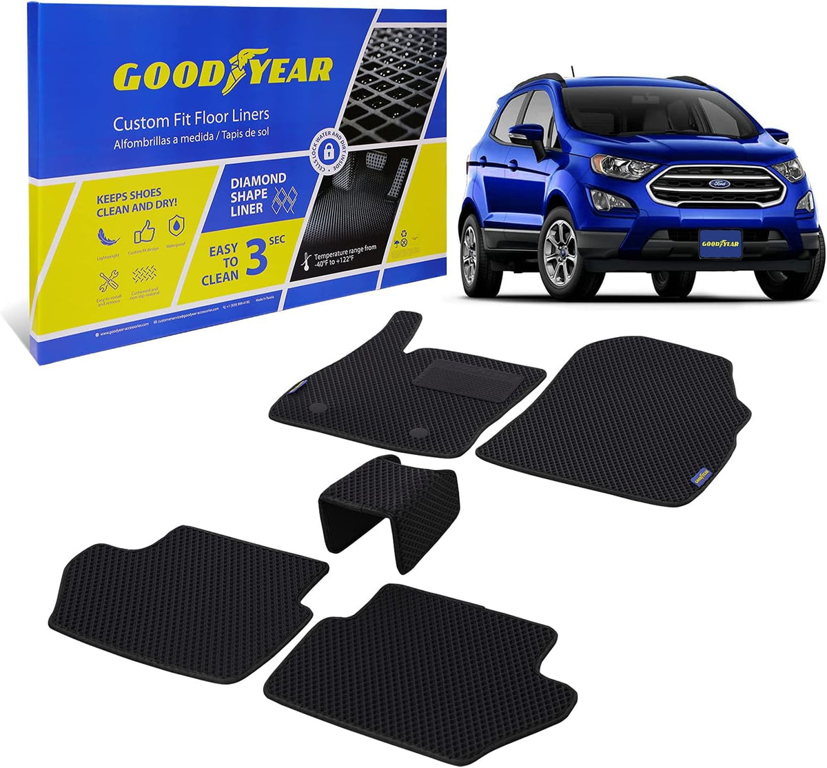 Black 5 Pc All-Weather Car Floor Liners Q44199