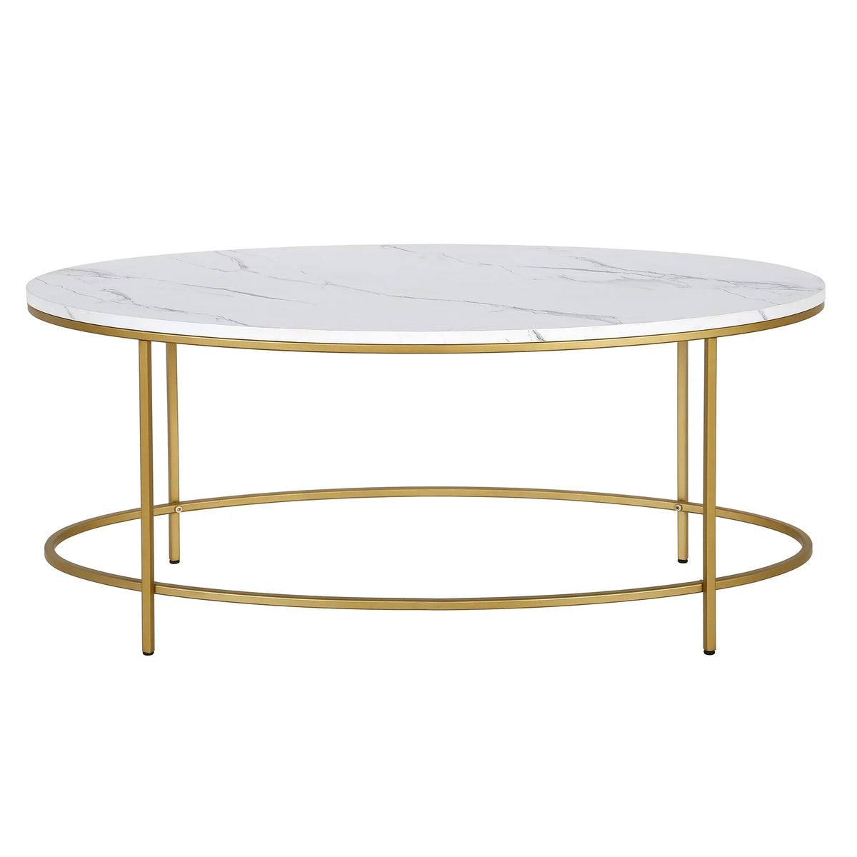 42" Wide Oval Coffee Table with Faux Marble Top H37309