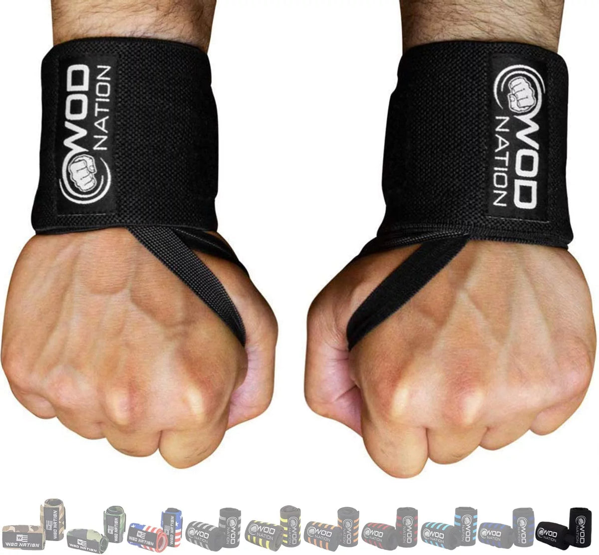 Black Set of 2 Weightlifting Wrist Wraps N35031